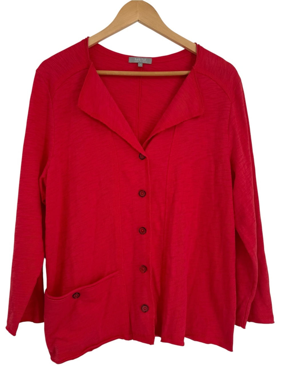 HABITAT Red Cotton Button Front Casual Lightweight Top Boho Lagenlook Size M